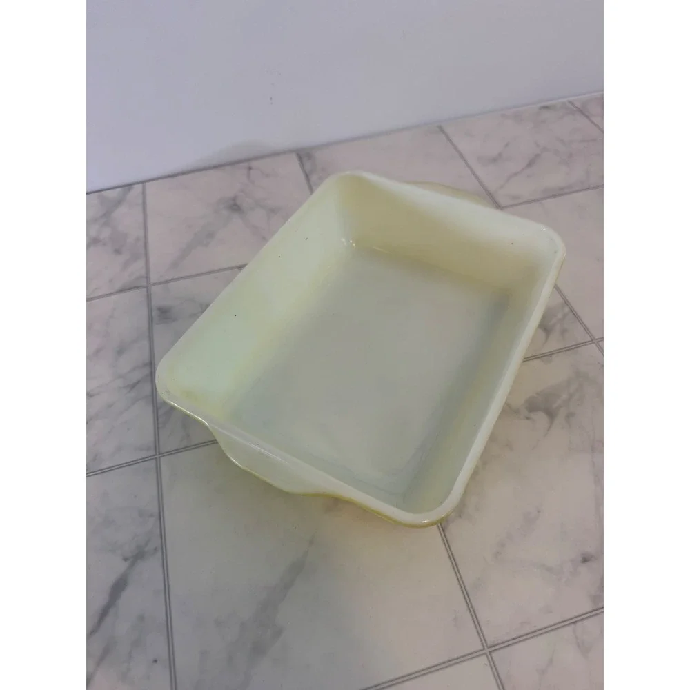 Vintage Pyrex 503 Yellow Refrigerator Dish Rectangular Opal Glass Baker 1.5 Qt